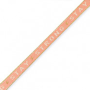 Ribbon text "Stay Strong" Coral red-beige